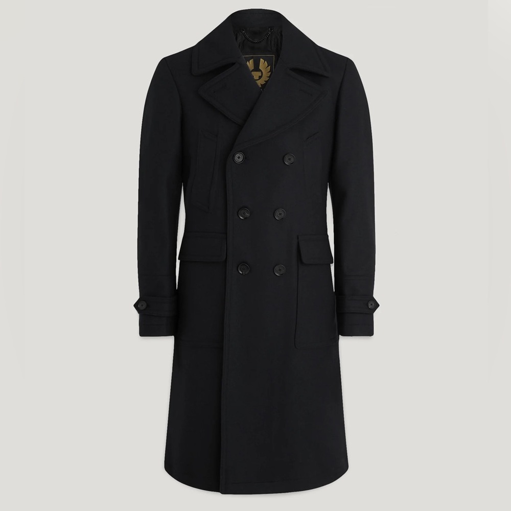 Belstaff MILFORD Black Double-Breasted Wool Cashmere Coat